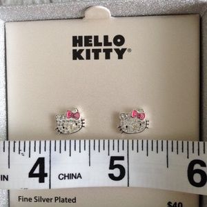 NIB HELLO KITTY Crystal Stud Earrings Pierced with Colored Accents